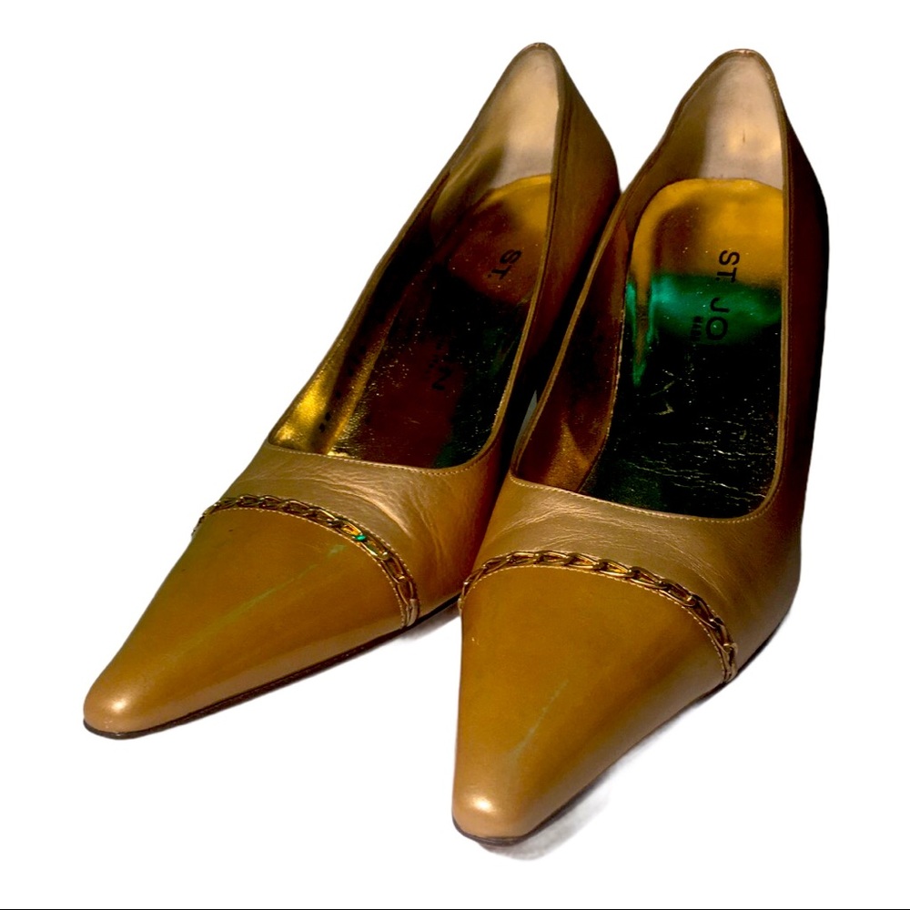 St. John Women’s Sz 8 Nina Gold Knit Beige Heels